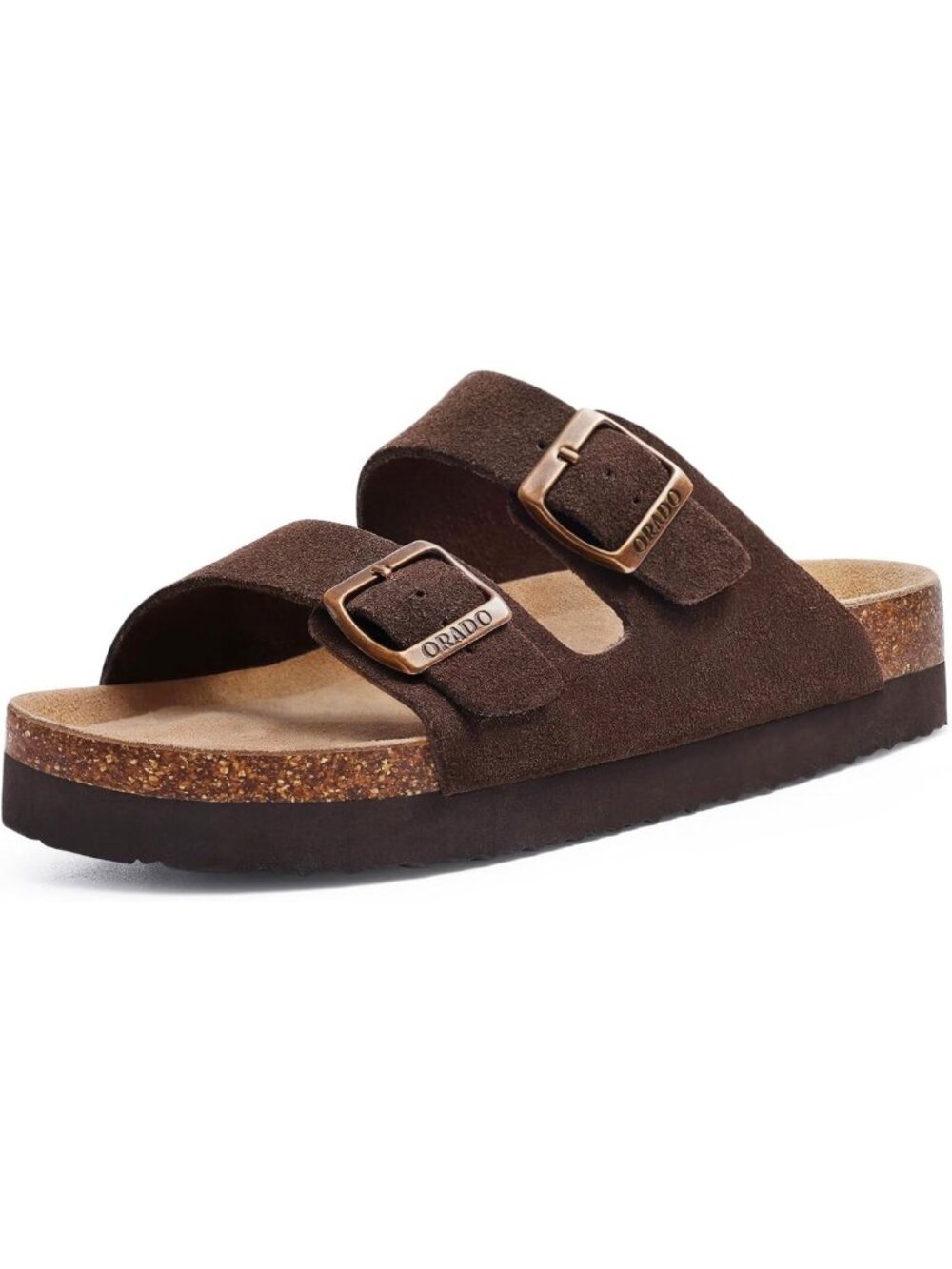 Soft Cork Footbed Platform Suede Sandals for Women - Adjustable Summer Slides